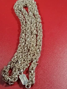 Sterling Silver Beaded, Woven Chain Necklace From Mexico - Picture 1 of 6