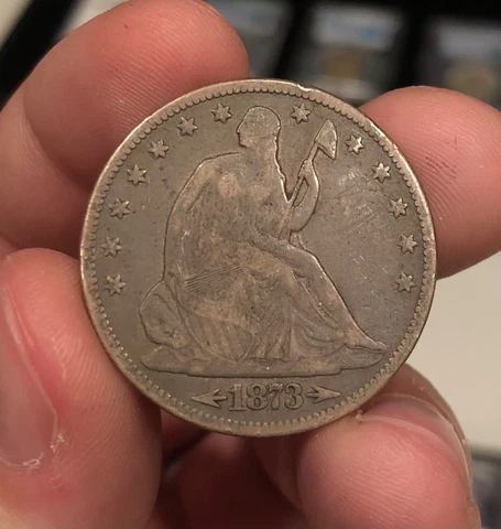 1873 Seated Half Dollar with Arrows Ungraded Uncertified Circulated Original Cover