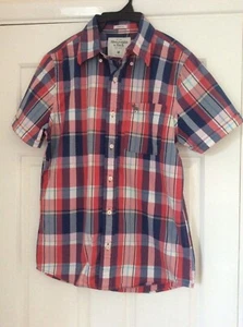 Men’s Abercrombie & Fitch Muscle short sleeve shirt check 100% cotton Medium - Picture 1 of 5