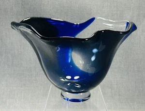 Orrefors Schweden Lars Hellsten 53/4" groß schwarz & blau Schmetterling Vase signiert - Bild 1 von 10