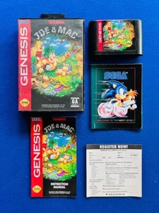 Joe & Mac Sega Genesis CIB Complete Manual Registration Card Poster Inserts - Bild 1 von 10
