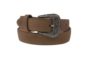 Kids Brown Western Cowboy Belt Overlay Leather Cinto Rancho Size 20, 26, 28 - Picture 1 of 4
