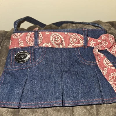 Cartera Falda Denim Longaberger con Cinturón Paisley - Correa Ajustable - Plisada... Foto 1 de 4