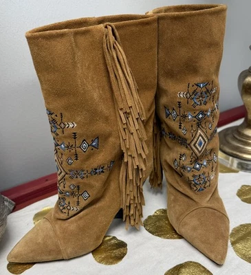 Isabel Marant Mujer Gamuza Flecos Vaquero Botines Marrón Talla 37 Foto 1 de 4