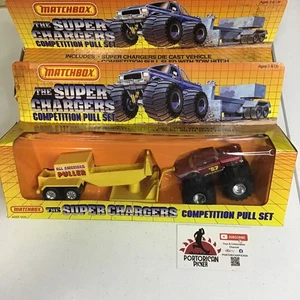 1987 MATCHBOX THE SUPER CHARGERS RED 57 CHEVY BELAIR COMPETITION PULL SET 1/64 - Bild 1 von 8