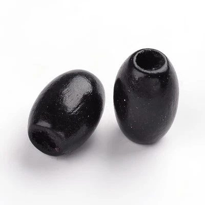 🖤 100x12mm WOOD RICE OVAL BEADS BLACK. JEWELLERY MAKING FINDINGS DIY CRAFTS - image 1 of 2