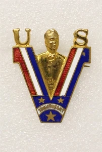 Sweetheart pin 3304: "Sweetheart" Brooch w/ US, "V" and Soldier - Picture 1 of 2