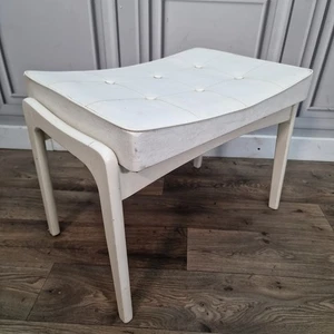 Retro Vintage Vinyl Buttoned Stool - Bedroom Dressing Table Piano - Mid Century - Picture 1 of 24