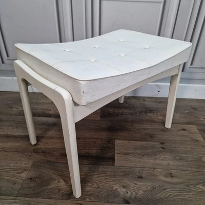 Retro Vintage Vinyl Buttoned Stool - Bedroom Dressing Table Piano - Mid Century - Image 1 of 4