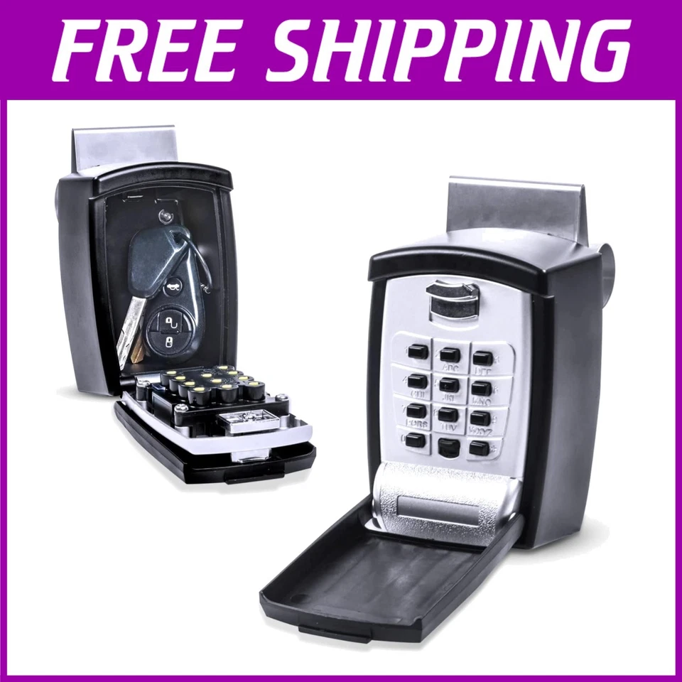 Weather-Resistant Push Button Lock Box for Key Fobs & Valuables - Compact Design - Image 1 of 4