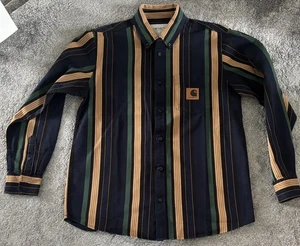 Carhartt Mens Button-Down Work Shirt Stripe Cotton Twill Yarn Dyed RRP £129 - Picture 1 of 7