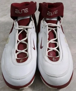 Nike Airmax Elite 314185-912 White & Red Lace Up Strap High Tops Men’s Size 14 - Picture 1 of 8