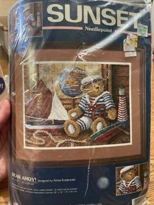 Sunet Dimensions BEAR AHOY! 12161 Needlepoint 16x12" Craft Kit Lighthouse - Picture 1 of 4