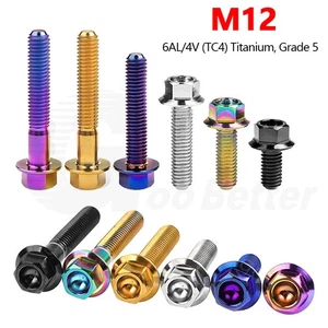 M12 Titanium Bolt Flanged Hex Head Screws for Bicycle Motorcycle Car 30mm - 90mm - Picture 1 of 14