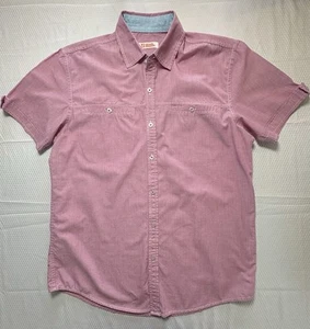 Michael Brandon Mens Red Short Sleeve Button Up Shirt Medium Cotton Blend - Picture 1 of 7