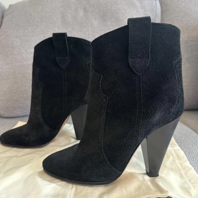 ISABEL MARANT ETOILE Botines sin cordones Negro Gamuza Punta Punta Mujer 36 US6 - Imagen 1 de 4
