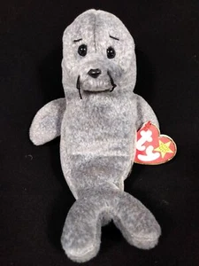 Ty Slippery the Seal Beanie Baby-Retired-In Case-PE Pellets-Free Shipping!! - Picture 1 of 5