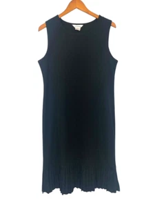 Exclusively Misook Size L Black Sleeveless Dress Pleated Hem Classic Acrylic - Picture 1 of 9