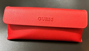Guess Sunglasses Case 2 3/4” X 6 5/8 Red Eyeglasses Storage Black Interior - Picture 1 of 7