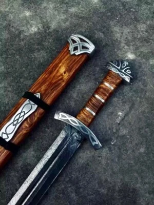 Espada de acero Damasco forjada a mano "Lista para la batalla" vikinga medieval envío gratuito Foto 1 de 4