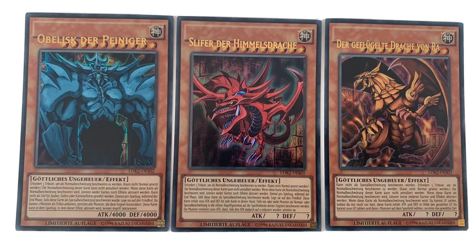 Yugioh Slifer ,oberlisk and Ra  Ldk2-ens01 -03Ultra Rare german misprint hot! - Image 1 of 4