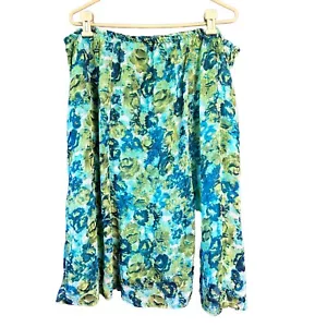 Vintage Notations Women's Floral Skirt Plus Sized 3X VTG Blue And Green - Picture 1 of 4