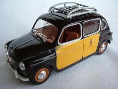 FIAT SEAT 800 CAR BLACK & YELLOW TAXI 1/43 MODEL 4 DOOR ISSUE K8796Q 500 ~#~ - Image 1 of 4