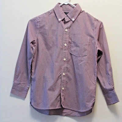 Gap Kids Boys Long Sleeve Dress Shirt Size Medium 8 years old Non-iron Red Blue - Image 1 of 4