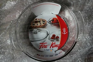 Fire King ANCHOR HOCKING LIDDED Casserole Bakeware 1.5L Clear Glass BN - Picture 1 of 7