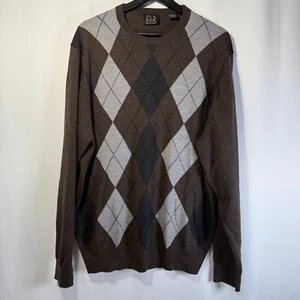 Jos. A. Bank Merino Wool Argyle Sweater Classic Fit Brown Gray Mens Large - Picture 1 of 5