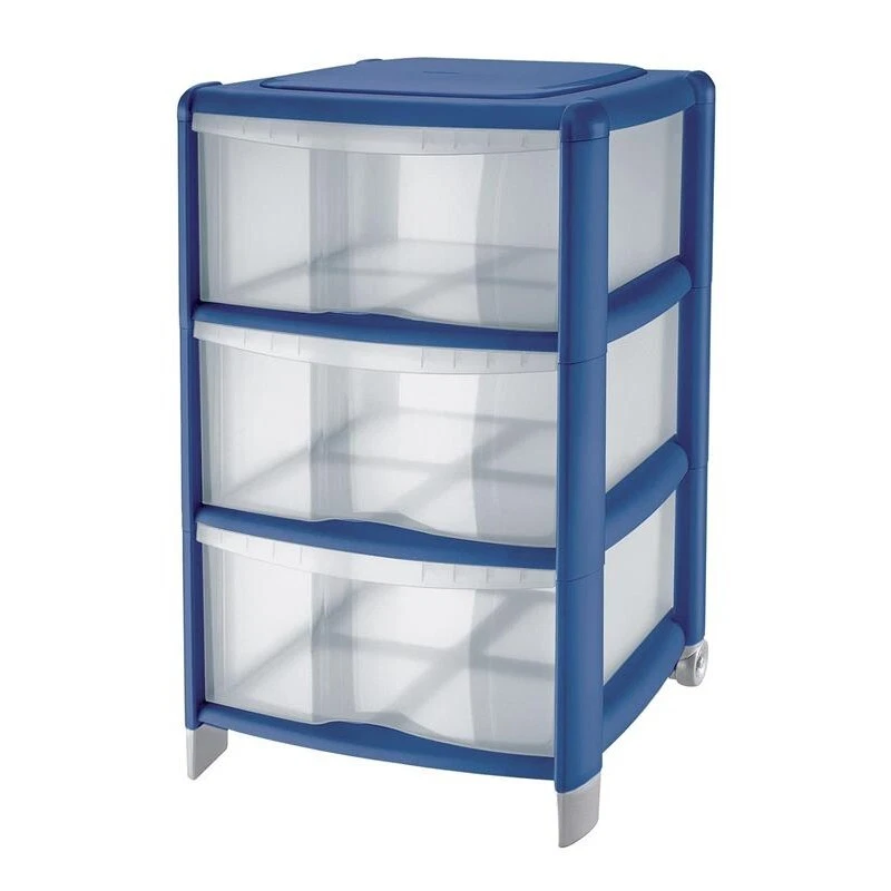 BAMBU CASSETTIERA MEDIMUM A 3 CASSETTI 38.5 X 39.5 X H67 CM IN COLORE BLU - Immagine 1 di 1