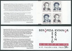 1996 EUROPA SVEZIA LIBRETTO MNH ** - VS - Foto 1 di 1