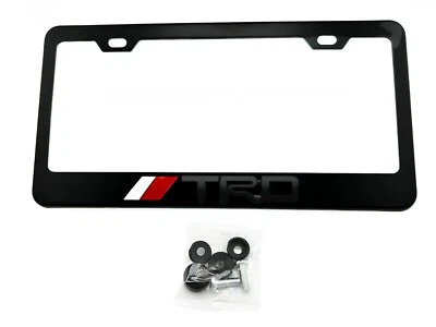 BLACK License Plate Frame Logo Stainless Steel Emblem for TRD Satin Black Logo - Image 1 of 4