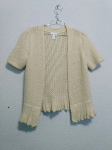Suéter abierto tejido Ann Taylor Loft para mujer color crema de lana de angora pelo de conejo talla M - Imagen 1 de 4