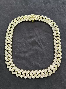 The Gold Gods 3 Row 18" Diamond 18K Gold Plate Cuban Chain Iced Out Necklace - Picture 1 of 12