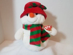Ty beanie babies Pluffies Ms. Snow Christmas Snowman with 3 heart tags - Picture 1 of 7