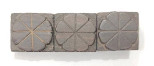 Diseño vintage relacionado con 3 flores hechas de madera tipo impresión hecho a mano bloque - Imagen 1 de 4
