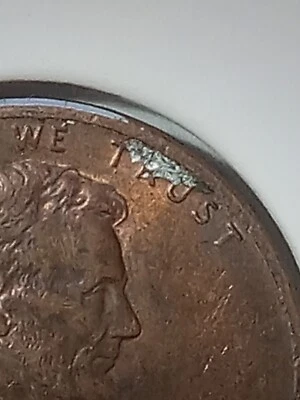 1990 Denver Lincoln Cent With Silver Fragment Error!!! - Image 1 of 4