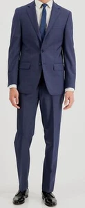 $649 Calvin Klein Men's 44S Blue Slim X Fit 2 Piece Wool Suit Jacket Dress Pants - Picture 1 of 4