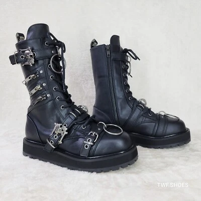 Valor Goth Combat Motociclista Botines Negro Mate Hombres EE. UU. DEMONIA NY Foto 1 de 4