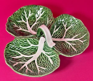 Maxcera 11" Majolica Green Cabbage Serving Dish w/Handle Condiment Relish Tray - Picture 1 of 10