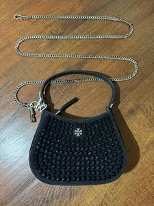 Tory Burch Mini Suede Rhinestone Covered Purse With Crossbody Strap - Picture 1 of 10