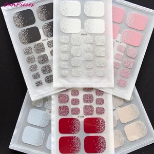 Nail Art Ombre Full Glitter Toe Nail Wraps Full Cover Polish Foot Toes Stickers - Picture 1 of 9