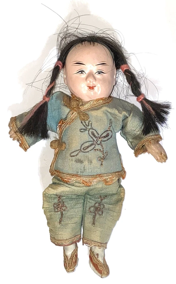 AUTHENTIC ANTIQUE JAPANESE DOLL ITCHIMATSU NINGYO GIRL 7” MEIJI PERIOD - Image 1 of 4