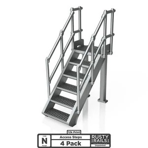 RRM127 Rusty Rails N Gauge Access Steps (v1.5) - Pack of 4 - Unpainted 3D Print - Picture 1 of 1