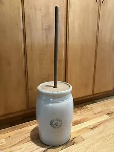 Antique butter churn crock portland stoneware co 4 Gallon With Wood Lid Dasher - Picture 1 of 17
