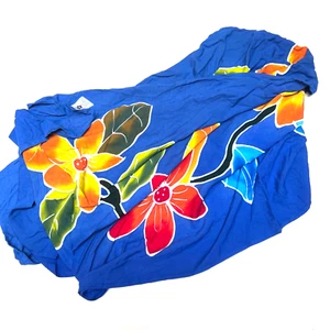 Scarf Vintage HIBISCUS COLLECTION HAWAII Wrap Sarong Blue Floral 70 x 21in - Picture 1 of 3