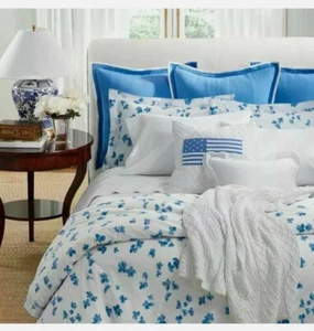 Two 2 Ralph Lauren Branford GEORGICA Linen Blue EURO 26" PillowSham NEW $370 S48 - Picture 1 of 12