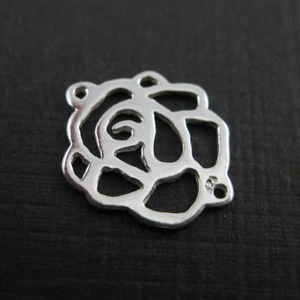 Sterling Silver Charms-Connectors-Rose Charm or Links, Rose Connectors-15mm-3pcs - Picture 1 of 3