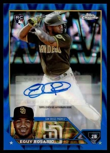 2023 Topps Chrome Update EGUY ROSARIO BLUE RAYWAVE REFRACTOR AUTO PADRES RC /150 - Picture 1 of 2
